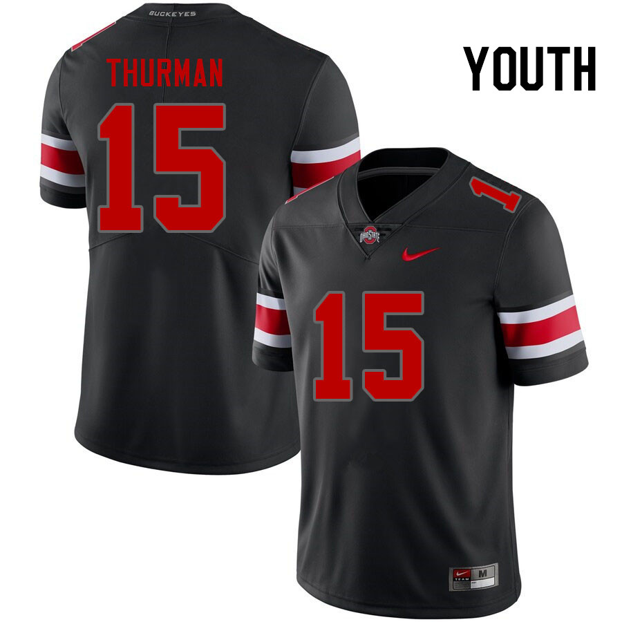 Youth #15 Jelani Thurman Ohio State Buckeyes College Football Jerseys Stitched-Blackout